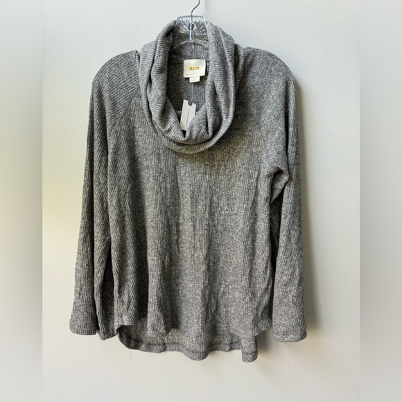 NWT Anthropologie Maeve Malone Brushed Cowl Neck Top Grey Shirt Pullover - Picture 2 of 6
